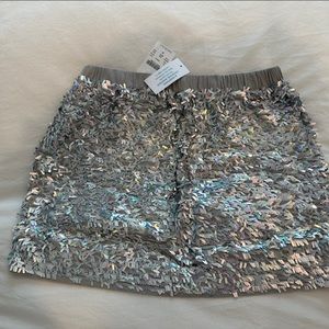 NWT J Crew Crewcuts girls silver sequin skirt, size 12